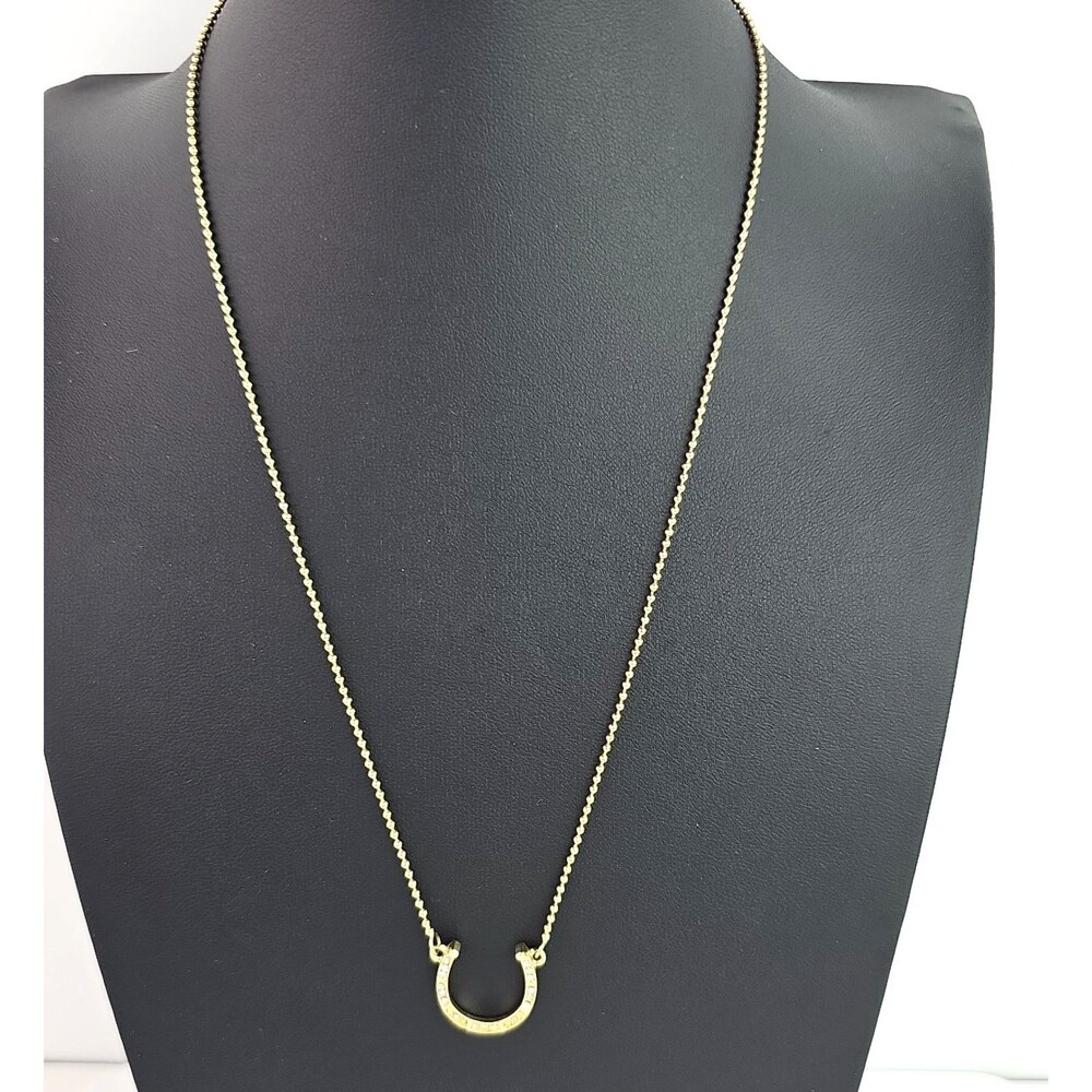 Marc Jacobs Gold Tone Crystal Horseshoe Pendant Necklace Lucky Equestrian 18 in - Picture 2 of 7